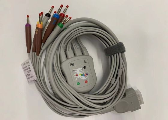 Grijze 10 Lead EKG kabel met 15 pinnen US Standard Banana Connector 4.0