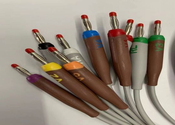 Grijze 10 Lead EKG kabel met 15 pinnen US Standard Banana Connector 4.0