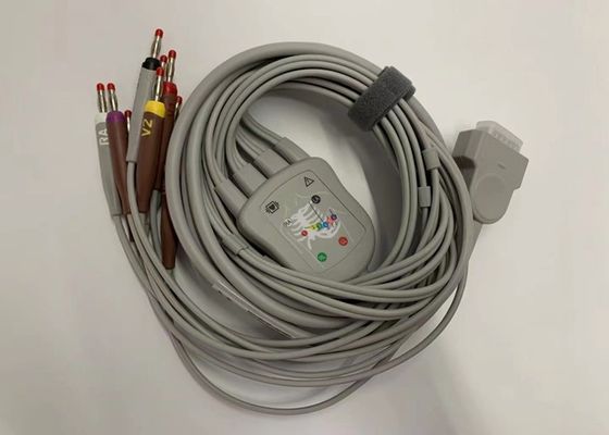 Grijze 10 Lead EKG kabel met 15 pinnen US Standard Banana Connector 4.0