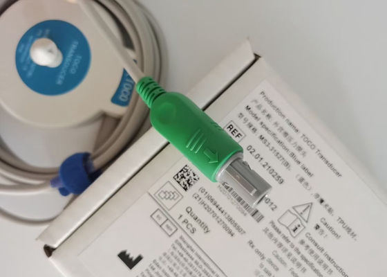 MS3-31527 Toco Transducer Probe 6 Naald Single Slot Blauw lint Velcro 2,5m Lengte