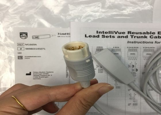 M1669A Interliveable herbruikbare 3 Lead ECG kabel aAMI/IEC 2.7M TPU materiaal