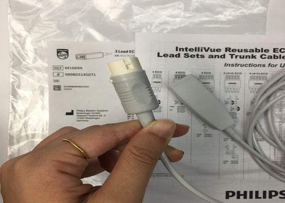 M1669A Interliveable herbruikbare 3 Lead ECG kabel aAMI/IEC 2.7M TPU materiaal