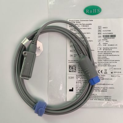 REF SHEC3 Bloedzuurstofverlengkabel 2M Blauw Ronde kop Single Slot 7 Pin L 2,0 meter