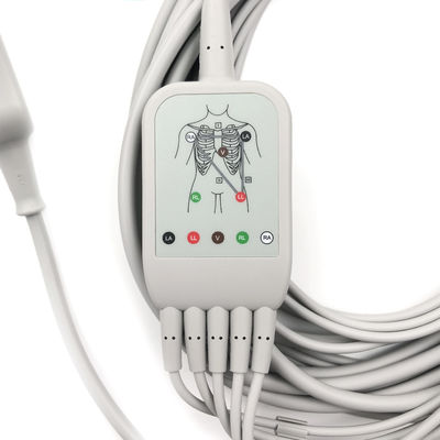 5831400 Looddraad en kabel ECG 5 Loodkabel Onlosmakelijk, Grijper, AHA,4.7M/15 FT