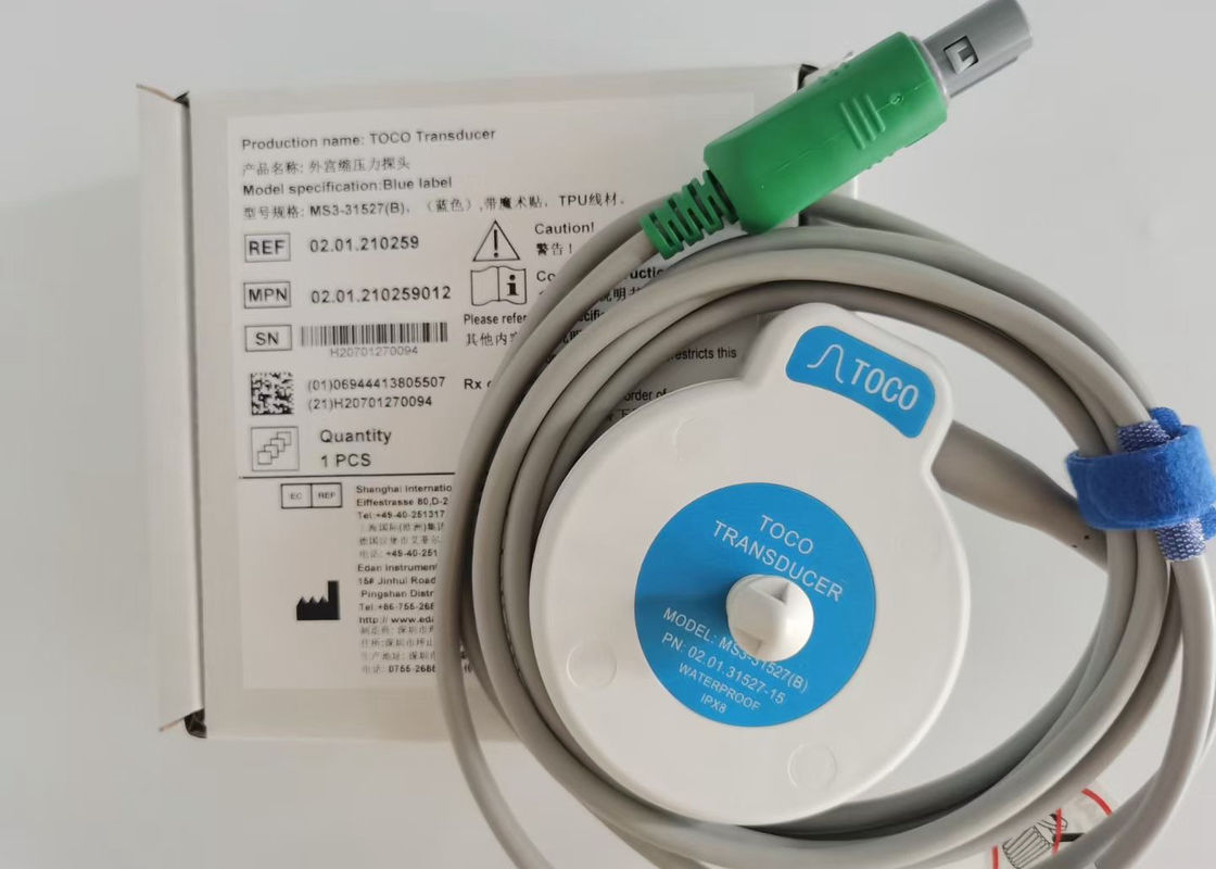 MS3-31527 Toco Transducer Probe 6 Naald Single Slot Blauw lint Velcro 2,5m Lengte