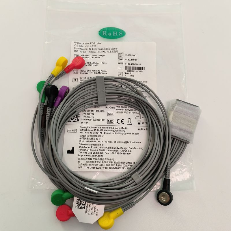 Oorspronkelijke dynamische Holter EKG looddraad 12 loodknop type REF EL10NISH01 IPN 01.57.471450
