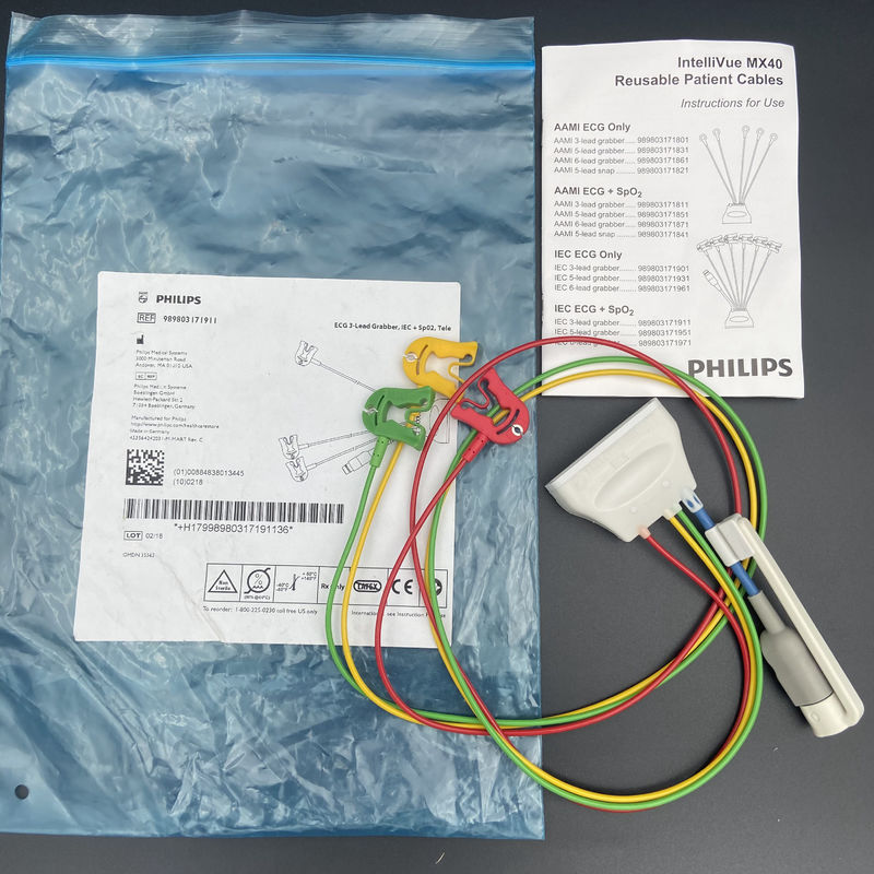 Drie gids Europese standaardklem met bloedzuurstofconnector EKG 3-lead grabber REF:989803171911