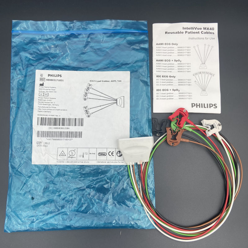 ECG 5-Lead Grabber AAMI Tele REF: 989803171831 Voor IntelliVue MX40 Patiëntmonitor