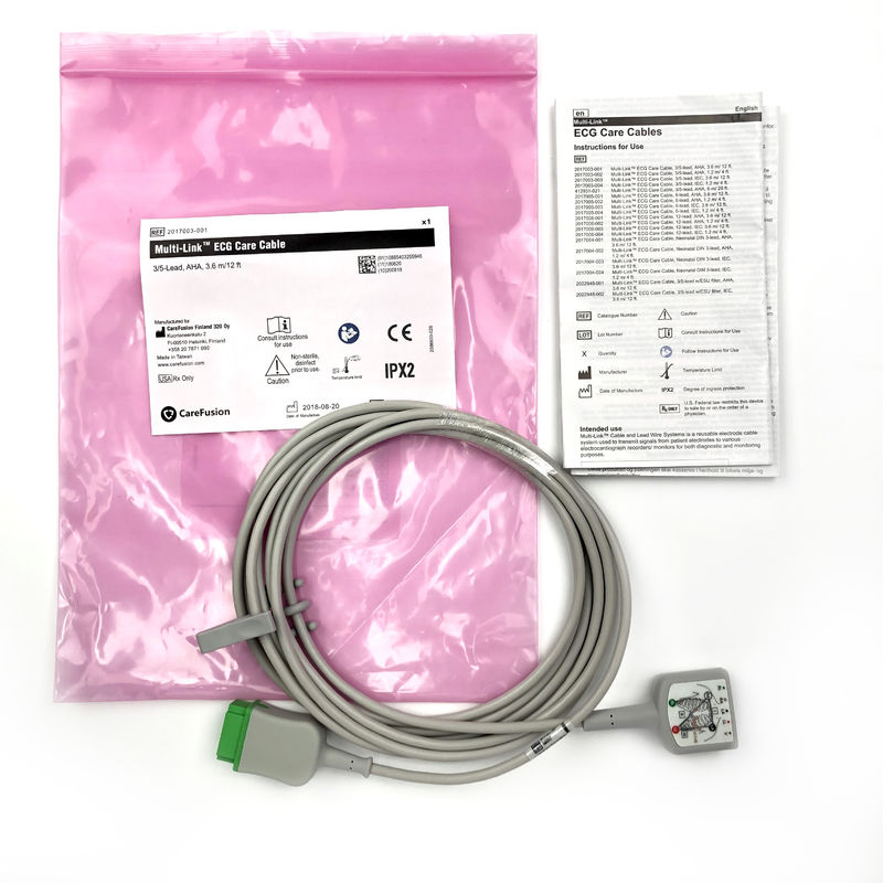 GE Ref:2017003-001 Multi-Link EKG Care Cable,3/5 -Lead,AHA 3.6M /12FT
